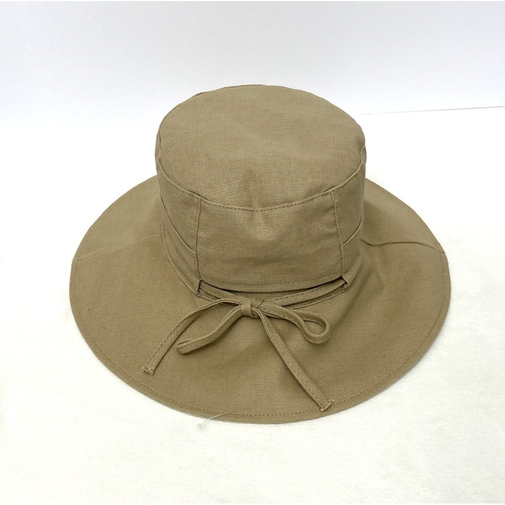 SCALA Women's Wide Brim Sun Hat Khaki Cotton Canvas Adjustable Beach Pool Travel - Picture 3 of 6